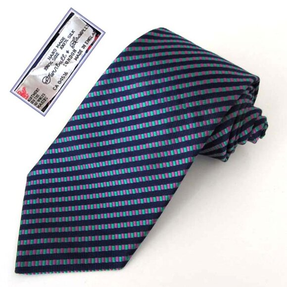 TURNBULL & ASSER multi striped pattern neck tie 100% silk - Picture 1 of 6